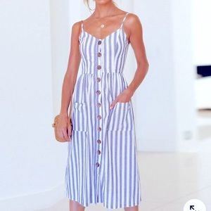 COPY - Angashion Front Buttons Spaghetti Straps Dress Size: Large